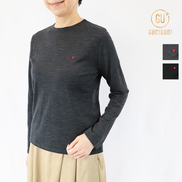 GUCIBODI グチボディ C42008681 ハート刺繍メリノウールニットプルオーバー ハイゲージ | 26AW 秋冬 トップス