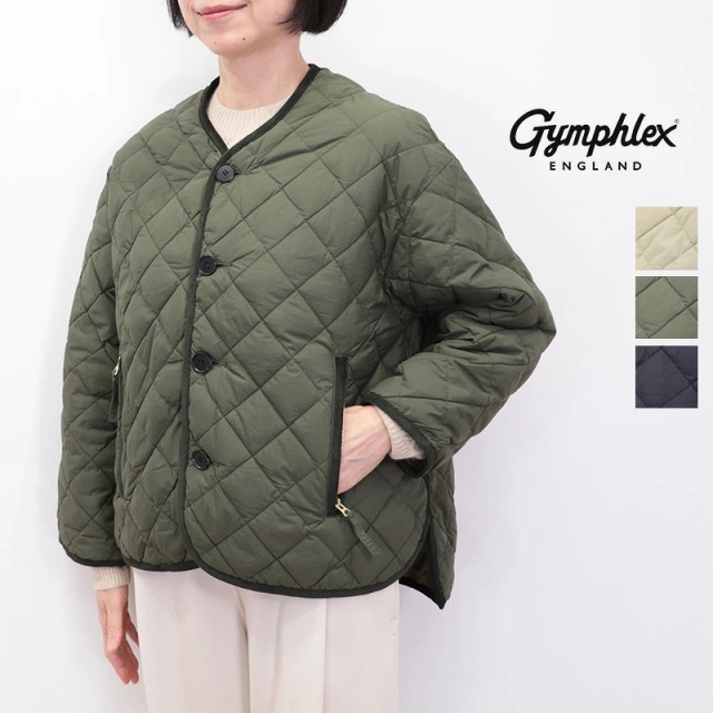 【新色追加】Gymphlex ジムフレックス GY-A0431 NYM キルトダウン ノーカラージャケット ショートキルティングブルゾン | 26AW アウター 秋冬