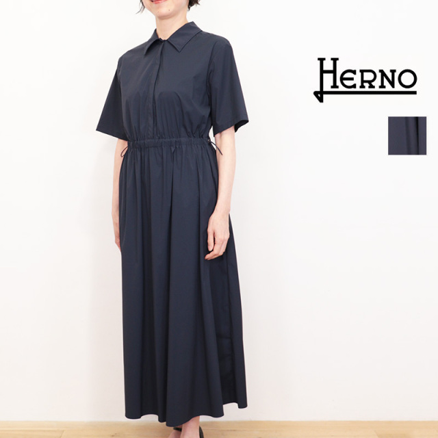 【正規品】HERNO ヘルノ AB000061D ストレッチナイロン シャツワンピース LIGHT NYLON STRETCH はっ水 | 26SS 春夏
