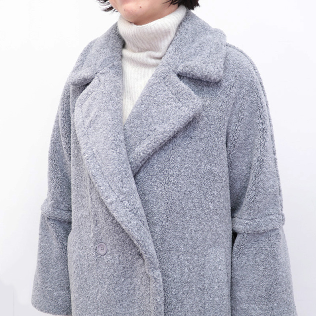 美品★HERNO★もこもこボアコート★テディベア★暖かブークレ素材★40 正規品】HERNO ヘルノ CA000583D エコファーコート MELANGE TEDDY