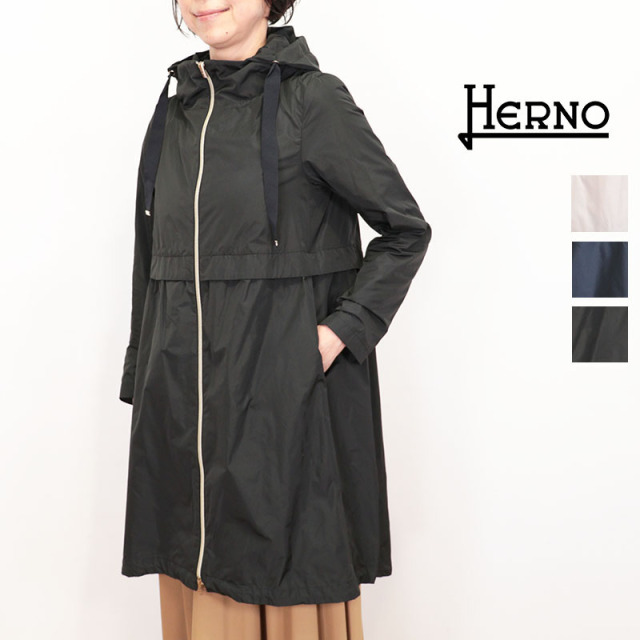 【正規品】HERNO ヘルノ GC000408D ポリエステルフーデットロングコート スプリングコート レインコート ウィンドブレーカー はっ水 | 26SS アウター 春夏