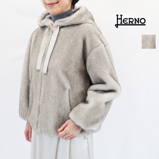 【正規品】HERNO ヘルノ GI000318D エコファーブルゾン フーディーパーカー エコミンクファー フード付き フーディー   | アウター 秋冬