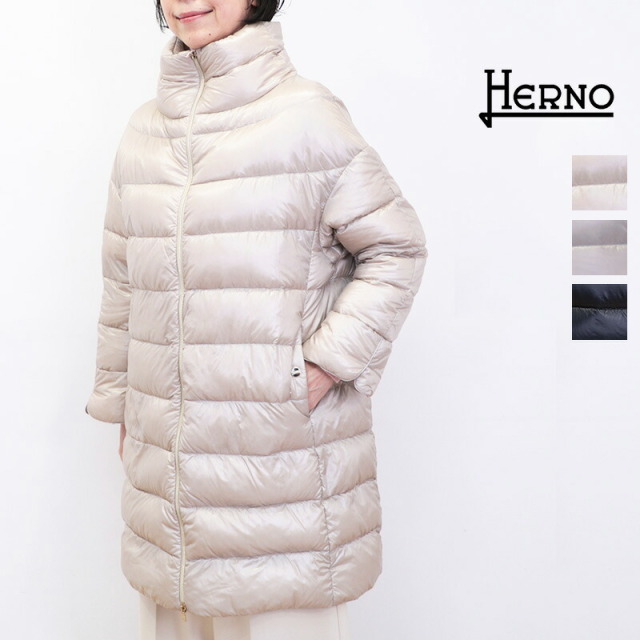 11/4販売開始 HERNO ヘルノ PI1283DIC シャイニーナイロンミドルダウンジャケット ダウンコート ロングダウン | 25AW アウター 秋冬