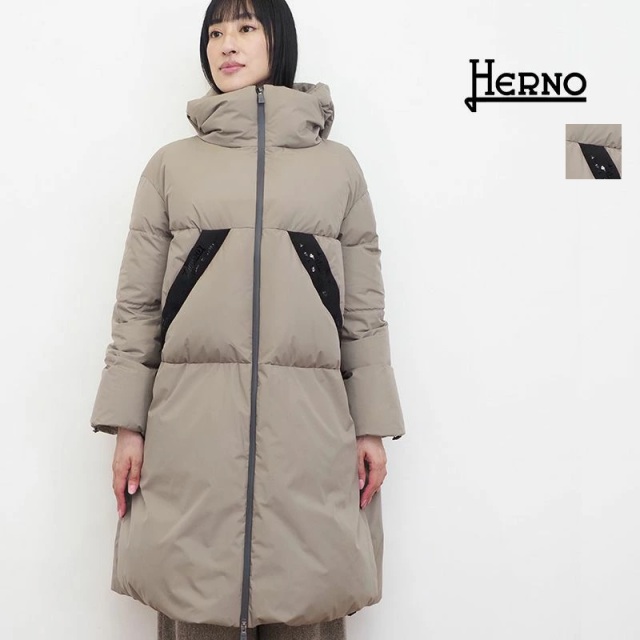 【正規品】HERNO ヘルノ PI00275DL  ラミナー  ゴアテックスインフィニウム ロングダウンジャケット ミドル ロゴリボン GORE-TEX Laminar  | 23AW アウター 秋冬
