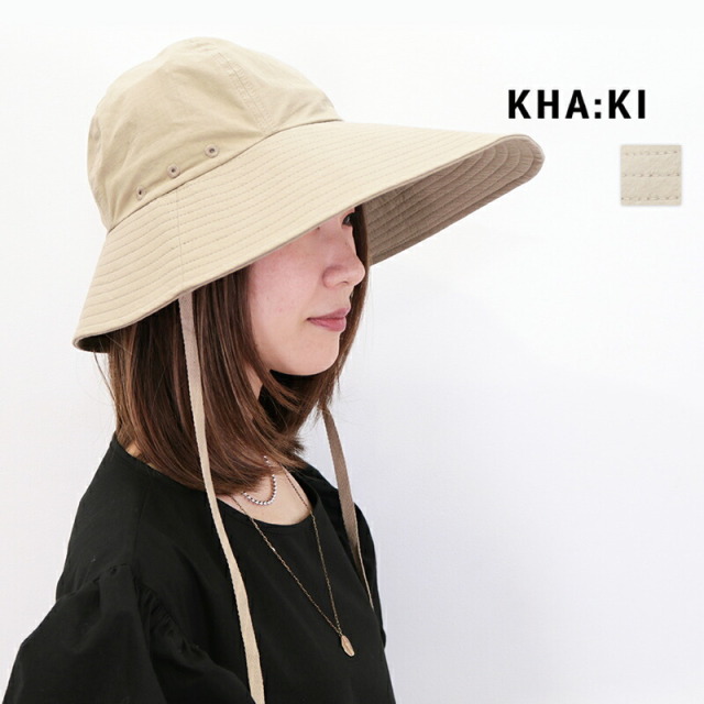 KHA:KI カーキ MIL24HAC3018 2WAYつば広ハット MIL BUSH HAT 2.0 ツバ広ハット 帽子 顎紐付き サイズ調節可能 khaki kahki | 24SS 春夏 ファッショングッズ