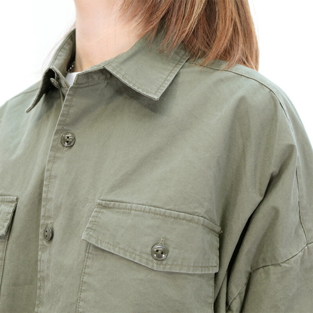KHA:KI カーキ MIL24HBL3126 ミリタリーシャツジャケット ヘムタック  