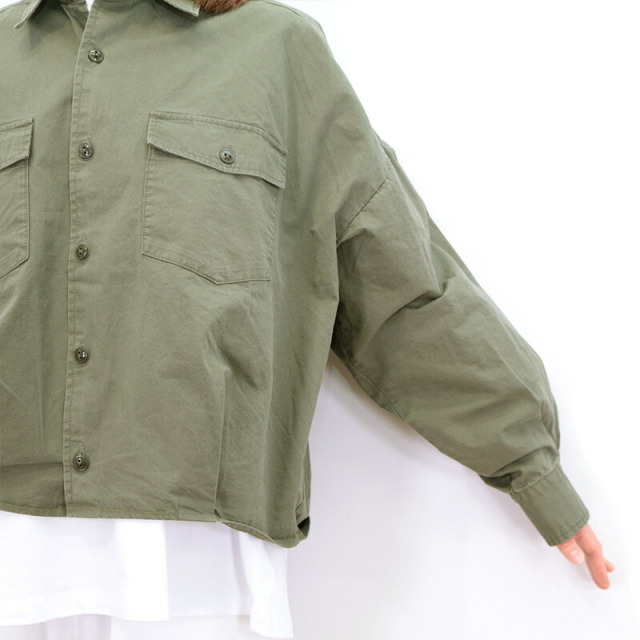 KHA:KI カーキ MIL24HBL3126 ミリタリーシャツジャケット ヘムタック  