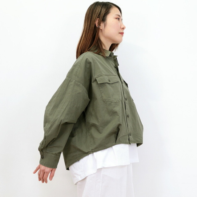 KHA:KI カーキ MIL24HBL3126 ミリタリーシャツジャケット ヘムタック  