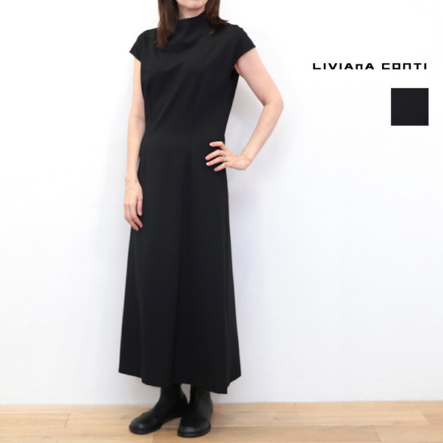 LIVIANA CONTI リビアナコンティ 25A-F5W124 ストレッチポンチワンピース フレンチスリーブ ドレス | 25AW 秋冬