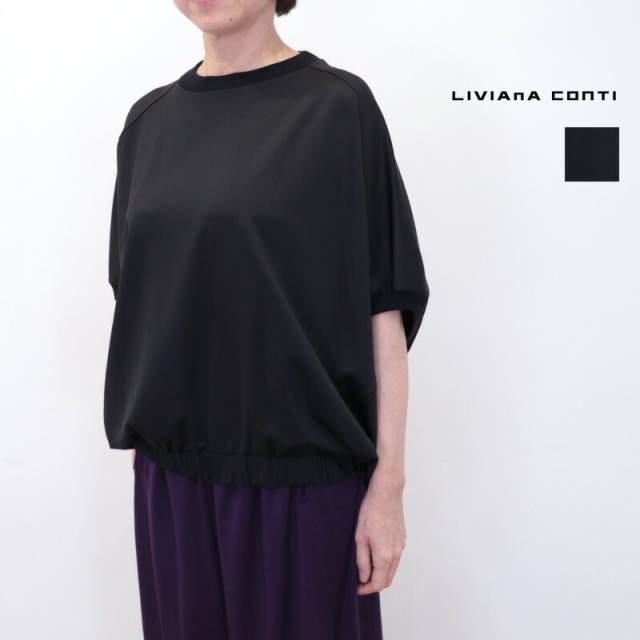 LIVIANA CONTI リビアナコンティ 25A-F5WM08 ストレッチポンチドルマンプルオーバー カットソー ジャージ  | 25AW トップス 秋冬