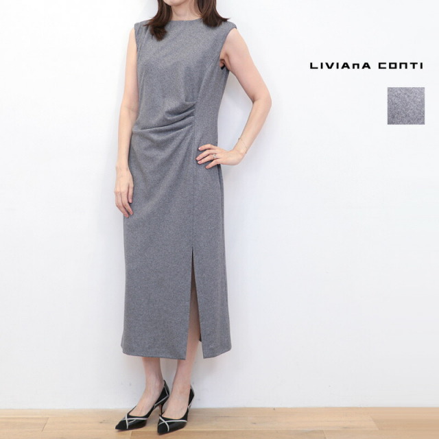 LIVIANA CONTI リビアナコンティ 25A-F5WN15 アシンメトリーウールワンピース ノースリーブ ドレス | 25AW 秋冬