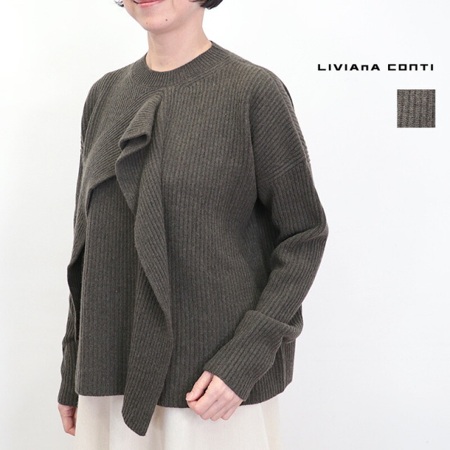 LIVIANA CONTI リビアナコンティ 25I-L5WC50 フリルニットプルオーバー | 25AW トップス 秋冬