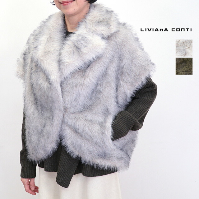 LIVIANA CONTI リビアナコンティ 25I-L5WW28 エコファーコート ベストジレ ケープ | 25AW アウター 秋冬