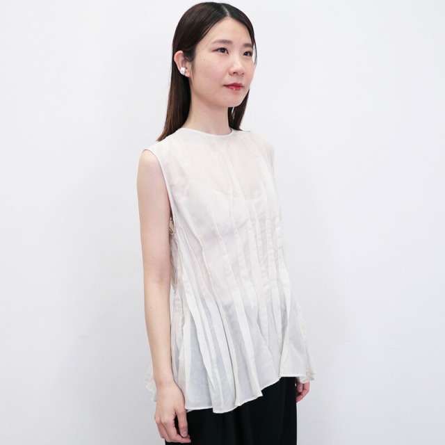 45R シルク混　ノースリーブ　ブラウス Shinzone 【30%OFF】シンゾーン コットン レースカラー