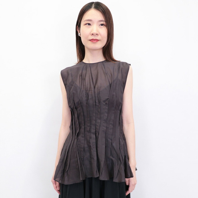 45R シルク混　ノースリーブ　ブラウス LIVIANA CONTI リビアナコンティ 25S-L5SN56 シルク混