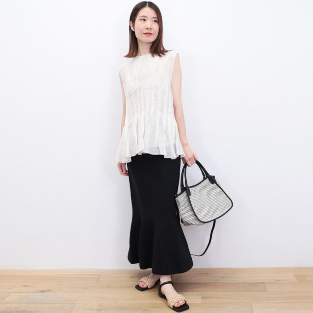 45R シルク混　ノースリーブ　ブラウス LIVIANA CONTI リビアナコンティ 25S-L5SN56 シルク混