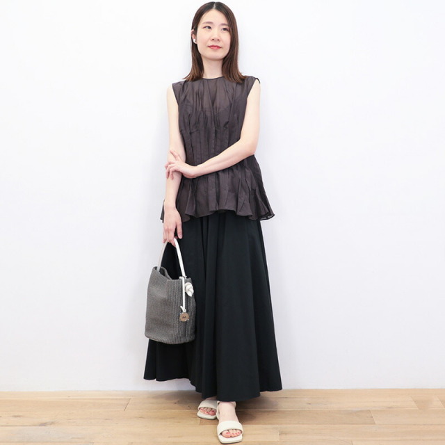 45R シルク混　ノースリーブ　ブラウス LIVIANA CONTI リビアナコンティ 25S-L5SN56 シルク混