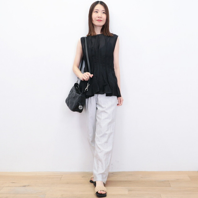 45R シルク混　ノースリーブ　ブラウス LIVIANA CONTI リビアナコンティ 25S-L5SN56 シルク混