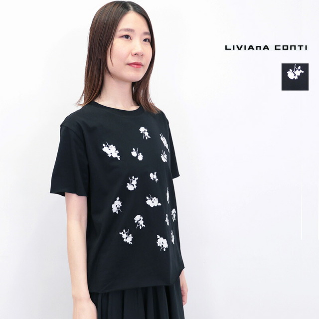 【30％OFF】LIVIANA CONTI リビアナコンティ 25S-L5SW69 フラワー刺繍Tシャツ 花柄 半袖 | 25SS トップス 春夏