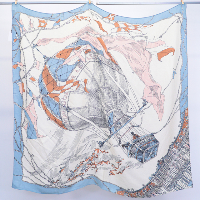 manipuri マニプリ　熱気球　地図　スカーフ　ウール　シルク　気球 manipuri マニプリ ウールシルクストール モンゴルフィエバルーン