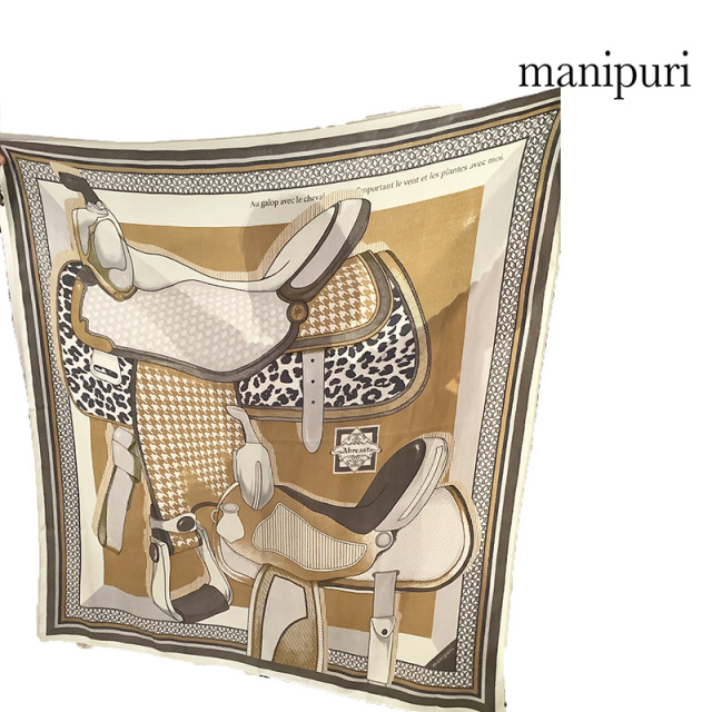 【予約商品・11月上-中旬お届け】manipuri マニプリ ウールシルクストール アブレスト 0163333006 120×120cm 馬具 千鳥格子 鞍  | ファッショングッズ 26AW 秋冬