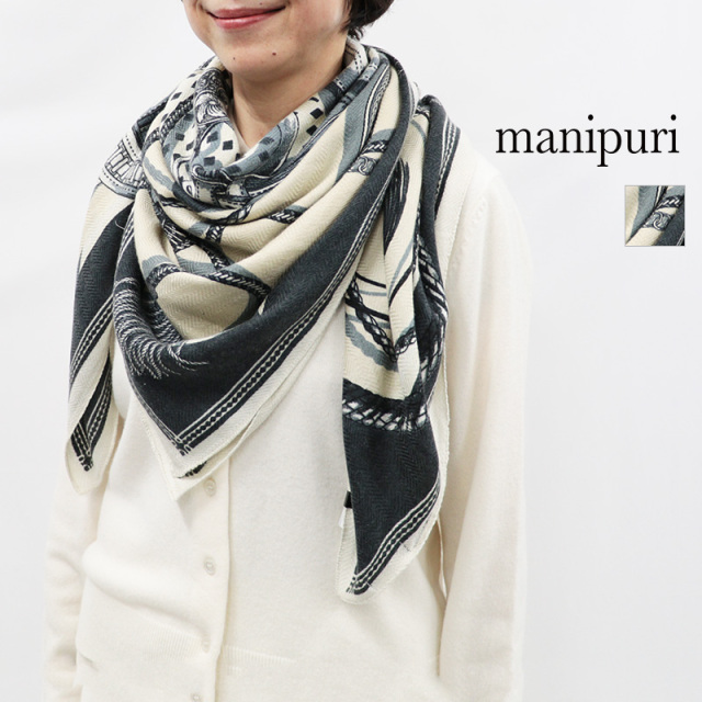 manipuri マニプリ ウールシルクストール ジョッキー 0163333102 120×120cm ベルト タッセル 馬具  | ファッショングッズ 26AW 秋冬