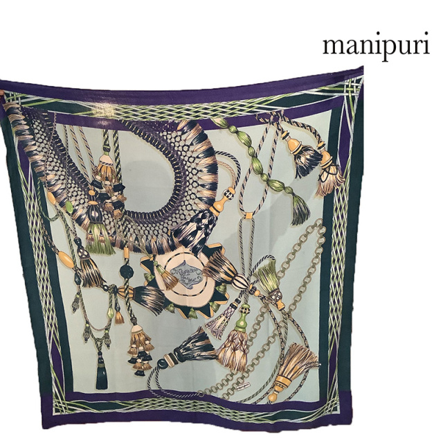 【予約商品・11月上-中旬お届け】manipuri マニプリ ウールシルクストール ヴィヴァーチェタッセル 0163333107 120×120cm チェーン フリンジ   | ファッショングッズ 26AW 秋冬