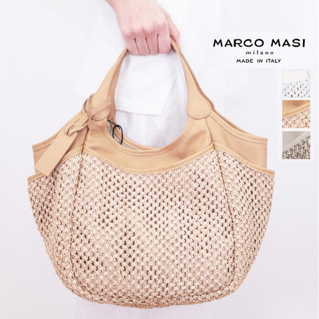 【アプト別注】MARCO MASI マルコマージ 3339 ISLAND-VIT レザーコンビ メッシュ編みラフィアライクトートバッグ ハンドバッグ | バッグ 春夏 24SS