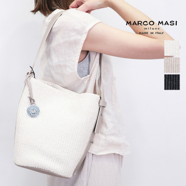 【アプト別注】MARCO MASI マルコマージ 3661 バケツ型ラフィアライクトートバッグ ハンドバッグ ワンショルダー ラウンド型 本革 PA-VIT | バッグ 春夏 25SS