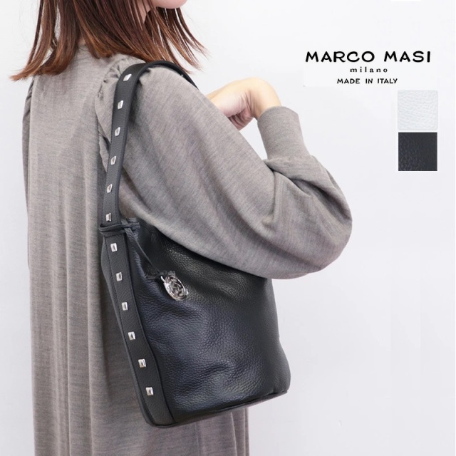 【apt別注】MARCO MASI マルコマージ 3727 DOL/BORC スタッズ付き バケツ型トートバッグ ハンドバッグ ラウンド型 本革 肩掛け | 秋冬 バッグ 25AW