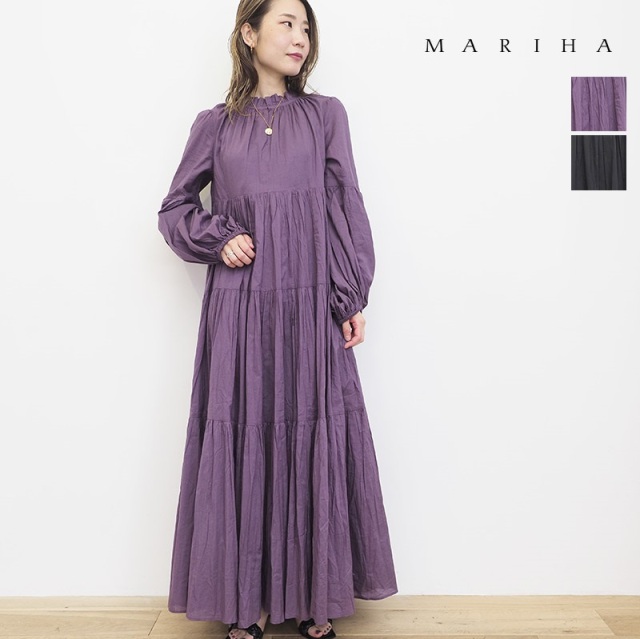 Mariha マリハ ワンピース 星明りのドレス コットンティアードワンピース 長袖 ロングワンピース マキシワンピース 22aw 秋冬