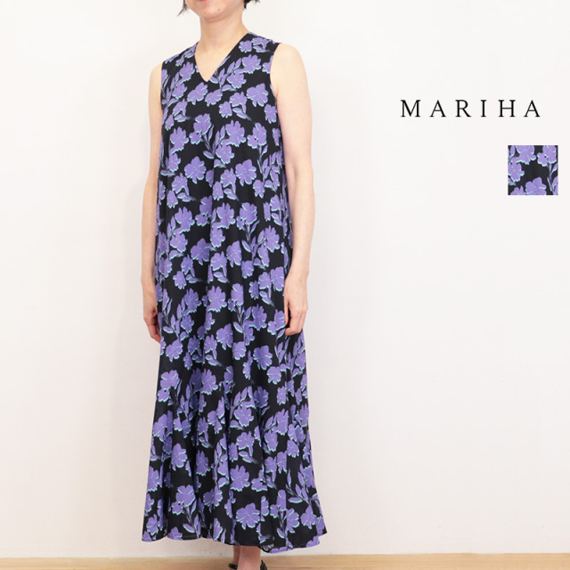 MARIHA マリハ 3211264102 夏の月影のドレス Vネック ノースリーブフラワープリントワンピース Evening Bloom/Black  | 26SS 春夏