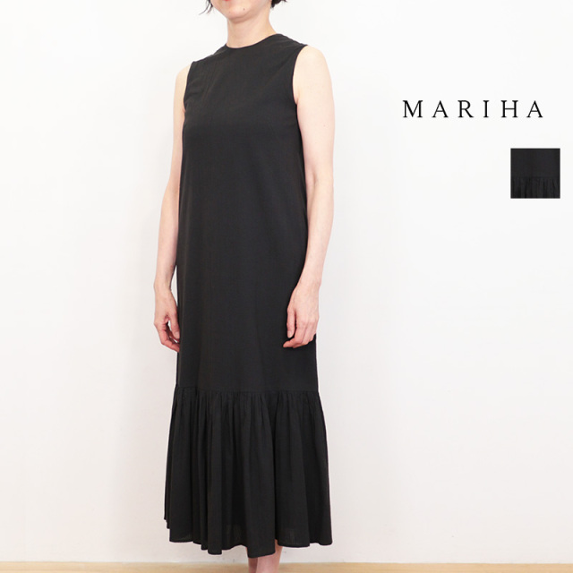 MARIHA マリハ 3211264230 ドリーミングビューティードレス ショート ノースリーブティアードワンピース シアサッカー 無地 Seersucker Onyx | 26SS 春夏