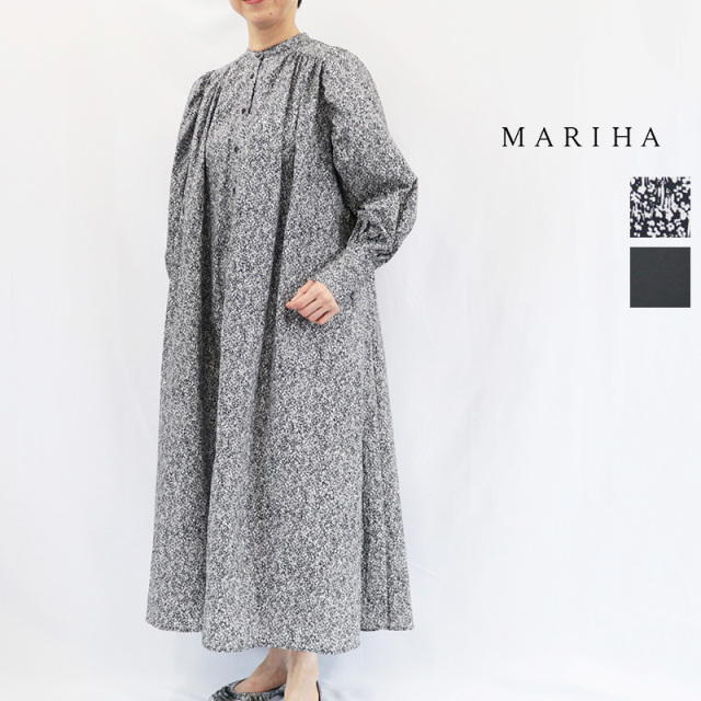 MARIHA マリハ 3211266005/3211266105 風の鳥のドレス Shadow Flora Black,ONYX フラワー柄 小花柄 シャツワンピース コットン 綿  | 26AW 秋冬