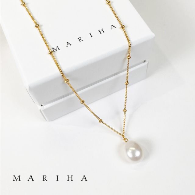 MARIHA マリハ 月の夢ネックレス スタッドチェーン 47cm シルバー925/18金メッキ 淡水パールネックレス| アクセサリー 21AW