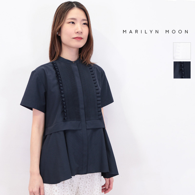 MARILYN MOON マリリンムーン 4242-150 タックフリルフレアハーフスリーブシャツ フリルブラウス ドレスシャツ Tuck frill flare half sleeve shirt | 24SS トップス 春夏