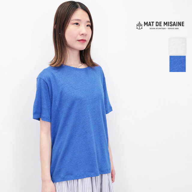 【30％OFF】MAT DE MISAINE マドゥミゼーヌ 57915320 リネンTシャツ スラブTシャツ リネン100％ 麻100％  |  25SS トップス 春夏