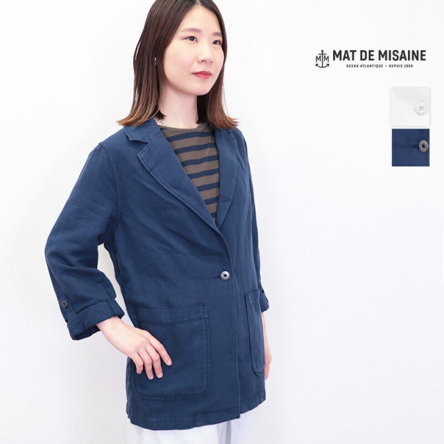 【40％OFF】MAT DE MISAINE マドゥミゼーヌ 57915640 リネンコットン ジャケット ロングジャケット ミドルジャケット シングルジャケット  |  25SS アウター 春夏