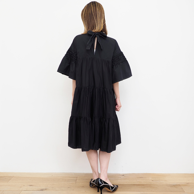 Merlette マーレット ASTELL スタンドネック スモッキングスリーブ  