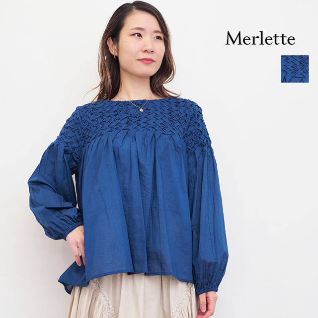 Merlette マーレット SONGES ロングスリーブスモッキングブラウス  3710700100 ソンジェス チュニック | トップス 23SS 春夏