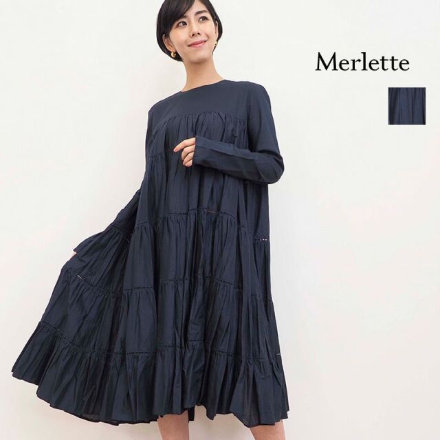 Merlette マーレット  ESSAOURIA コットンティアードロングスリーブワンピース 9910300019 エッサオーイラ | 22SS 春夏