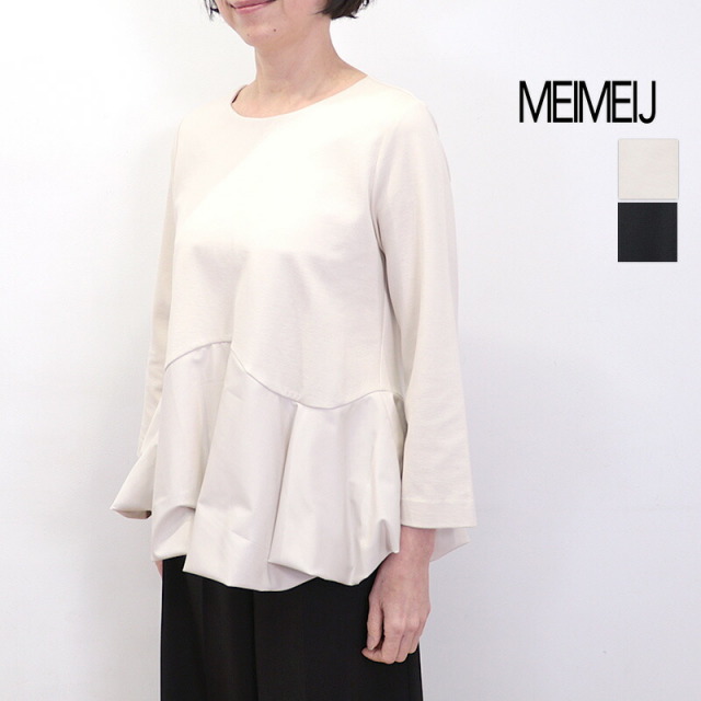 【30％OFF】MEIMEI J メイメイジェイ 32573008 異素材切り替え ポンチペプラムプルオーバー ブラウス カットソー | 25AW トップス 秋冬