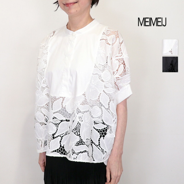 MEIMEI J メイメイジェイ 32623035 スタンドカラーレースブラウス