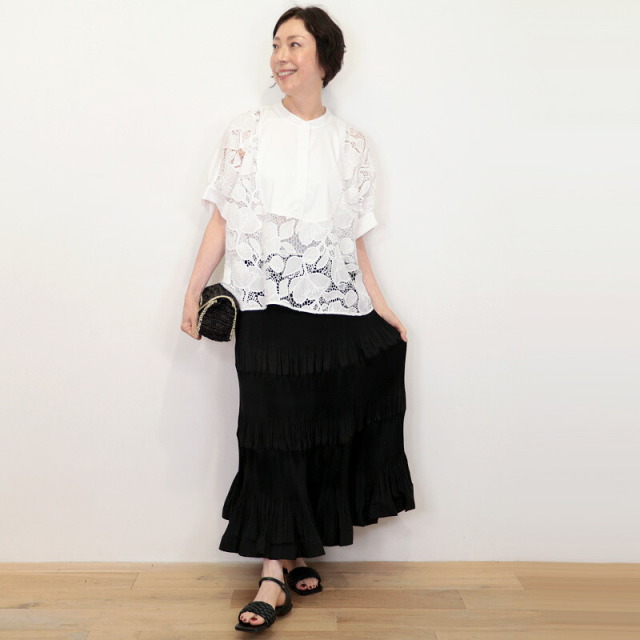 【シュロ】AmlyCity りなてぃ 裾ジップティアードスカート MEIMEI J メイメイジェイ 32624018 アコーディオンプリーツティアード