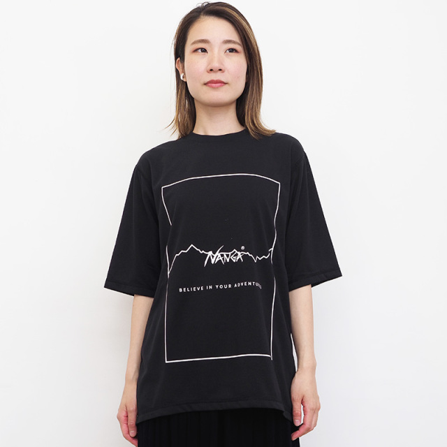 NANGA ナンガ NW2221-1G503 ドライミックスフレームロゴTシャツ DRYMIX