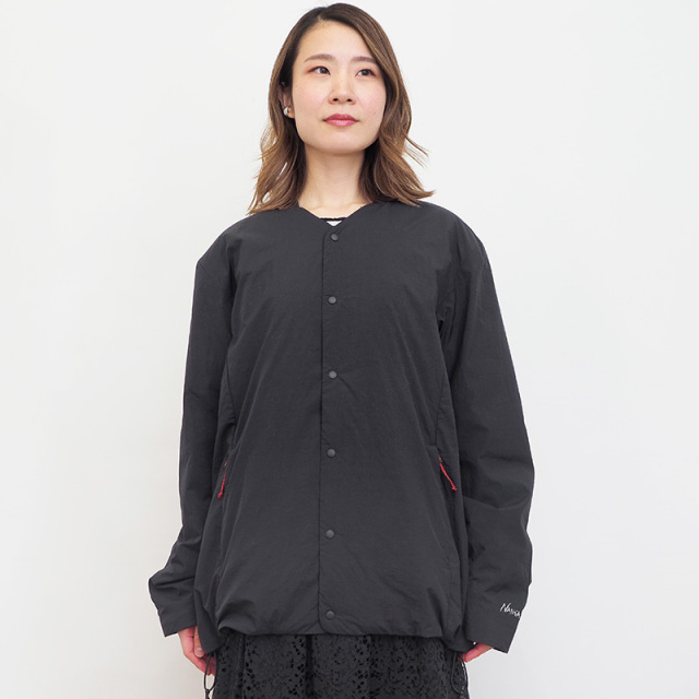 NANGA ノーカラーダウンジャケット M 黒 NO COLLAR DOWN COAT