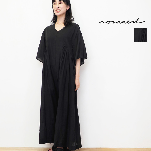 【40%OFF】normment ノーメント S23P-F155 コットンレーヨン ギャザージャンプスーツ オールインワン cotton rayon gather jumpsuit | 23SS ボトムス 春夏