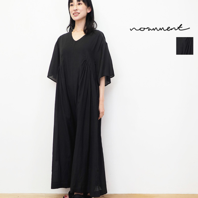 normment ノーメント S23P-F155 コットンレーヨン ギャザージャンプスーツ オールインワン cotton rayon gather jumpsuit | 23SS ボトムス 春夏