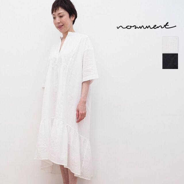 Normment ノーメント S479 キーネック コットンストライプジャカードスキッパーシャツワンピース 七分袖 ティアード Cotton Stripe Jacquard Skipper Dress 春夏 21ss Normment ノーメント S479 キーネック コットンストライプジャカードスキッパーシャツワンピース 七分袖 ティアード Cotton Stripe Jacquard Skipper Dress 春夏 21ss