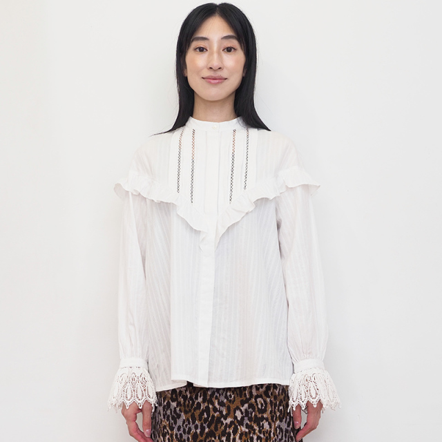 COTTON DOBBY FRILL COLLAR